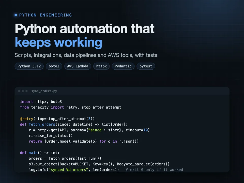 Python tools that run on schedule and tell you when they fail
