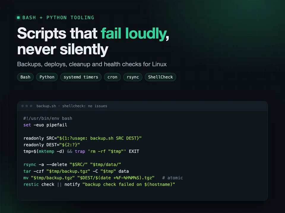 Scripts that fail loudly, never silently