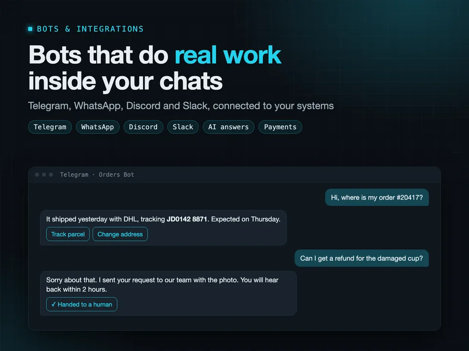 Bots that do real work inside your chats