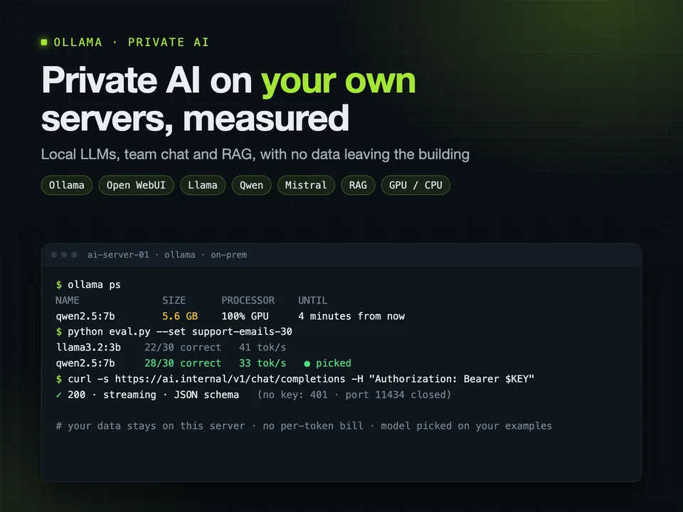 Your own AI server: the data never leaves, the model is measured, not guessed